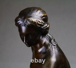 Grand 50cm bronze ancien sculpture Femme au bain par Etienne Maurice FALCONNET