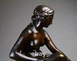 Grand 50cm bronze ancien sculpture Femme au bain par Etienne Maurice FALCONNET