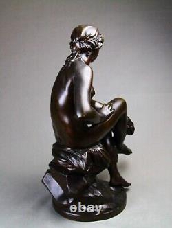 Grand 50cm bronze ancien sculpture Femme au bain par Etienne Maurice FALCONNET