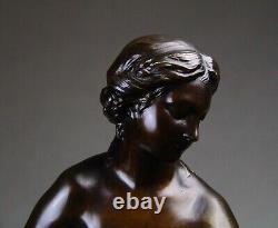 Grand 50cm bronze ancien sculpture Femme au bain par Etienne Maurice FALCONNET