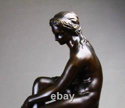Grand 50cm bronze ancien sculpture Femme au bain par Etienne Maurice FALCONNET