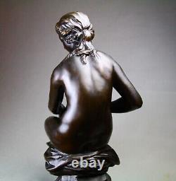 Grand 50cm bronze ancien sculpture Femme au bain par Etienne Maurice FALCONNET