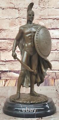Grand Bronze Ancien Romain Soldat En Armor Sparta Statue 18 Lbs Sculpture Solde