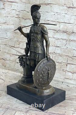 Grand Bronze Ancien Romain Soldat En Armor Sparta Statue 18 Lbs Sculpture Solde