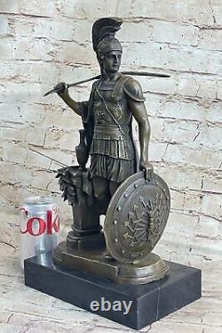 Grand Bronze Ancien Romain Soldat En Armor Sparta Statue 18 Lbs Sculpture Solde