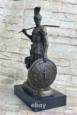 Grand Bronze Ancien Romain Soldat En Armor Sparta Statue 18 Lbs Sculpture Solde
