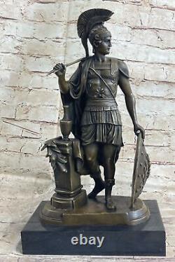 Grand Bronze Ancien Romain Soldat En Armor Sparta Statue 18 Lbs Sculpture Solde