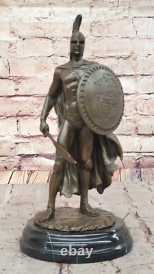 Grand Bronze Ancien Romain Soldat En Armor Sparta Statue 18 Lbs Sculpture Solde