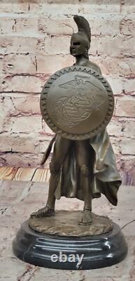 Grand Bronze Ancien Romain Soldat En Armor Sparta Statue 18 Lbs Sculpture Solde