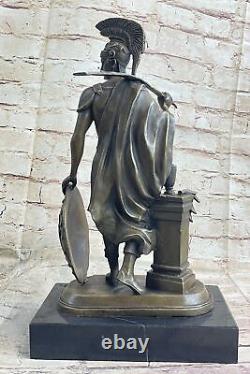 Grand Bronze Ancien Romain Soldat En Armor Sparta Statue 18 Lbs Sculpture Solde