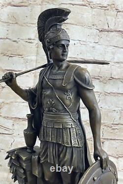 Grand Bronze Ancien Romain Soldat En Armor Sparta Statue 18 Lbs Sculpture Solde