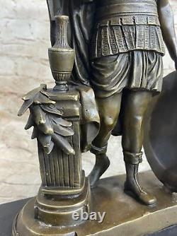 Grand Bronze Ancien Romain Soldat En Armor Sparta Statue 18 Lbs Sculpture Solde