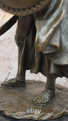 Grand Bronze Ancien Romain Soldat En Armor Sparta Statue 18 Lbs Sculpture Solde