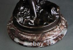 Grand bronze ancien Nymphe de Diane par Mathurin Moreau circa 1900