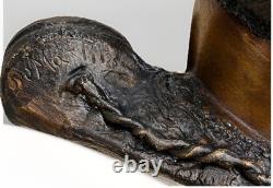 Grand buste en bronze ancien double patine signé G. De Martino Original 44cm