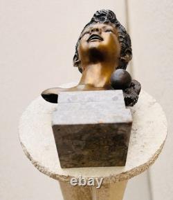 Grand buste en bronze ancien double patine signé G. De Martino Original 44cm