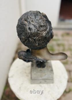 Grand buste en bronze ancien double patine signé G. De Martino Original 44cm
