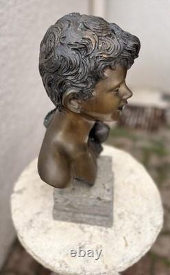 Grand buste en bronze ancien double patine signé G. De Martino Original 44cm