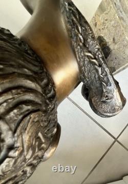 Grand buste en bronze ancien double patine signé G. De Martino Original 44cm