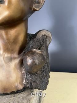 Grand buste en bronze ancien double patine signé G. De Martino Original 44cm