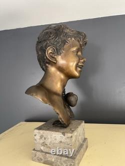 Grand buste en bronze ancien double patine signé G. De Martino Original 44cm