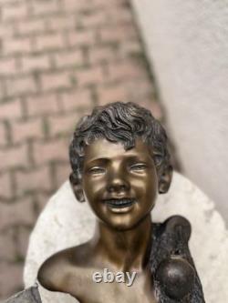Grand buste en bronze ancien double patine signé G. De Martino Original 44cm
