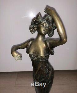 Grande Sculpture BRONZE Femme Danseuse Robe Sensuelle Statue Ancien Rare Art