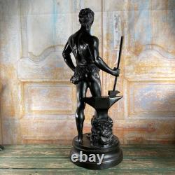 Grande Statue d'Art Ancienne en Bronze Signée MAURICE CONSTANT 60 Cm Le FORGERON