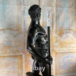 Grande Statue d'Art Ancienne en Bronze Signée MAURICE CONSTANT 60 Cm Le FORGERON