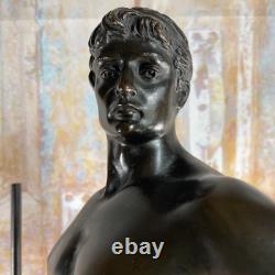 Grande Statue d'Art Ancienne en Bronze Signée MAURICE CONSTANT 60 Cm Le FORGERON