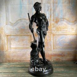 Grande Statue d'Art Ancienne en Bronze Signée MAURICE CONSTANT 60 Cm Le FORGERON