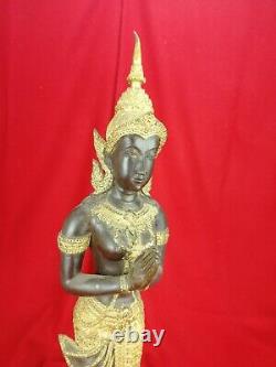Grande Statue en Bronze doré, Bouddha, Déesse, Asie, H. 48cm Ancien