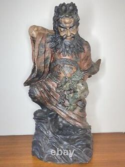 Grande sculpture Statue Ancienne TERRE CUITE Asie XIX Eme 20 KG