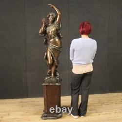 Grande sculpture en bois femme fille statue style ancien 20ème siècle 900