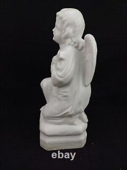 Grande statue ange angelot chérubin porcelaine biscuit 28cm ancien religieux