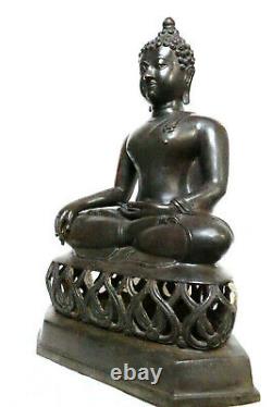 H38cm, Ancien Grand Bouddha, bronze, Thaïlande, Chiang Saen, Lanna, XXè, 4986g