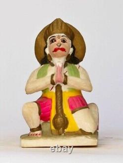 Hanuman Statue indienne ancienne Marbre Figurine Sculpture Dieu Hindou Inde H2