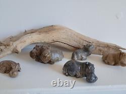 Hippopotame ancienne sculpture pierre hippopotames x 5 statues