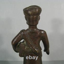 Homme Au Turban Dignitaire Hindou Sculpture Statuette Bronze Indien Ancien