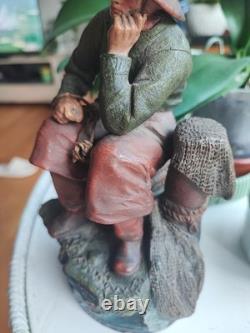 IMPORTANTE Sculpture Ancienne PECHEUR TERRE CUITE ISLE ADAM Signée Hann