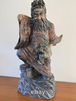 Imposante Sculpture Statue Ancienne Japon SHOKI ONI