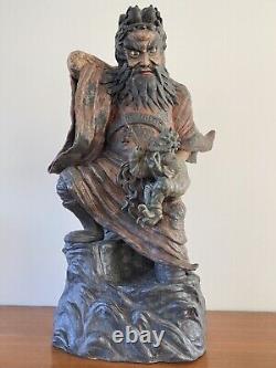 Imposante Sculpture Statue Ancienne Japon SHOKI ONI