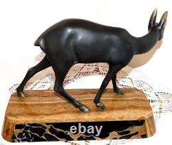 Irénée Rochard Ancienne Sculpture Animaliere Signée Biche Regule Patine Bronze