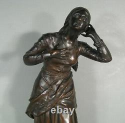 Jeanne D'arc Écoutant Ses Voix Sculpture Bronze Ancien Signé Dumaige