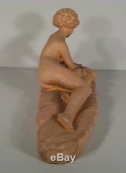 Jeune Fille Sculpture Ancienne Terre Cuite Signée Coste Editions Etling Paris