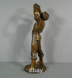Jeune Homme A La Gourde Sculpture Bronze Ancien Signé Bofill