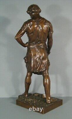 Jeune Homme Forgeron Pax Et Labor Grande Sculpture Bronze Ancien Signé Picault