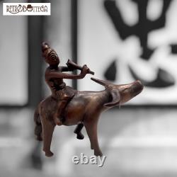 Joueur de flûte sur buffle en bronze dynastie Qing Chine statue rareté ancienne