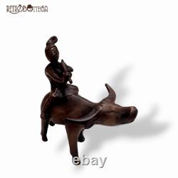 Joueur de flûte sur buffle en bronze dynastie Qing Chine statue rareté ancienne