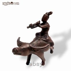 Joueur de flûte sur buffle en bronze dynastie Qing Chine statue rareté ancienne